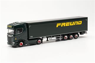 Herpa H0 Scania CS20 HD Schubboden-Sattelzug, Spedition Freund