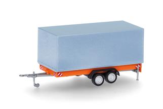 Herpa H0 Tandem-Planenanhänger für LKW 7,5t, orange/grau