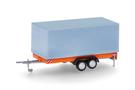 Herpa H0 Tandem-Planenanhänger für LKW 7,5t, orange/grau