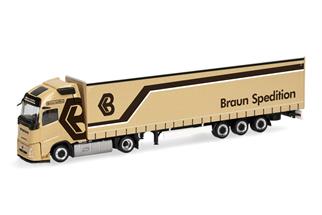 Herpa H0 Volvo FH Aero GL XL Jumbogardinenplanen-Sattelzug, Braun