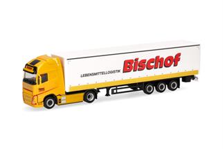 Herpa H0 Volvo FH GL XL electric Gardinenplanen-Sattelzug mit Bordwänden, Bischof