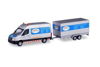 Herpa H0 VW Crafter Kasten HD BF3 mit Tandem-Koffer-Anhänger, SABA Transportservices