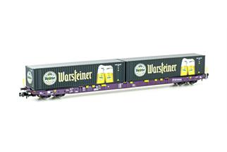 Hobbytrain N Railrelease Containertragwagen Sggnss 80', 2x 40' Warsteiner, Ep. VI