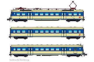 Jägerndorfer N ÖBB Elektrotriebzug 4030 239-0, elfenbein/blau, Ep. IV, 3-tlg.