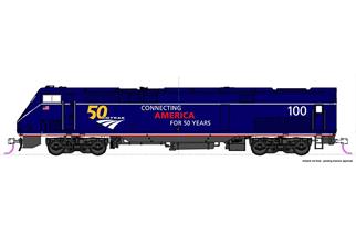 Kato H0 (DC) Amtrak Diesellok GE P42DC #100, 50th Anniversary Midnight Blue [37-6113]