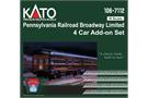 Kato N PRR Personenwagen-Ergänzungsset Broadway Limited, 4-tlg.