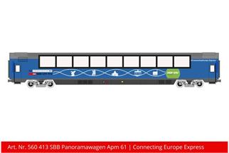 Kiss 1 SBB Panoramawagen Apm 61, Connecting Europe Express, verkürzt