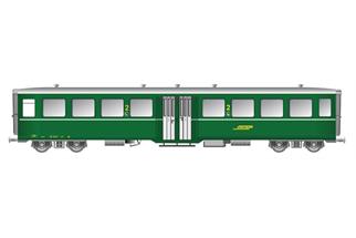 KISS IIm RhB Mitteleinstiegswagen B 2340, grün mit RhB-Signet, verkürzt