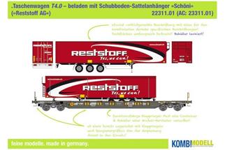 KombiModell H0 Hupac Taschenwagen T4.0 Schöni/Reststoff