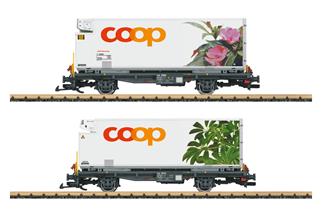 LGB IIm RhB Containertragwagen-Set Lb, Coop Edellieschen/Schefflera, Ep. VI, 2-tlg.
