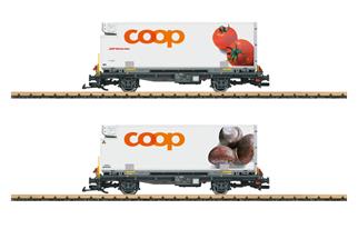 LGB IIm RhB Containertragwagen-Set Lb, Coop Tomaten/Pilze, Ep. VI, 2-tlg.