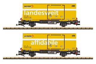 LGB IIm RhB Containerwagen-Set Die Post, 2-tlg.