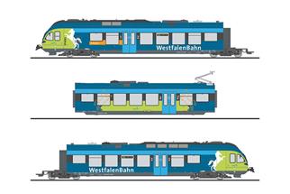 Liliput H0 (AC Digital) WestfalenBahn Elektrotriebzug ET 004, FLIRT, Ep. VI, 3-tlg.