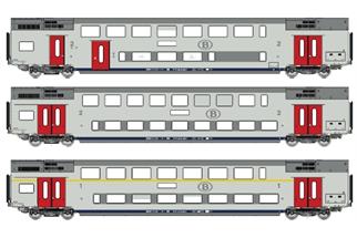 LS Models H0 (DC) SNCB Doppelstockwagen-Set M6 BD/B/A, Ep. Vb, 3-tlg.