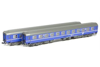 LS Models N ÖBB Liegewagen-Set Bcmz 59-70, blau/Dach grau Pflatsch Logo, 2-tlg.