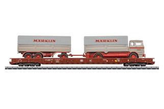 Märklin H0 DB Niederflurwagen Saadkms 690, mit Carson-LKW, Ep. IV