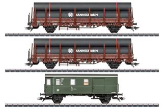 Märklin H0 DB Rungenwagen-Set 2 mit Stahlröhren, 3-tlg. (MHI)