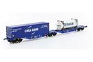 Mehano H0 DLC Doppel-Containerwagen Sggmrss 90 Rinnen / CMA CGM