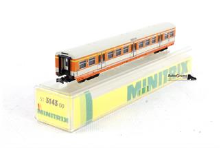 Minitrix 3143 N DB Personenwagen ABx 791, kieselgrau/reinorange (OCC)