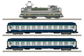 Minitrix N (Sound) SNCF Startpackung Elektrolok BB 9231 mit Personenzug, Ep. IV