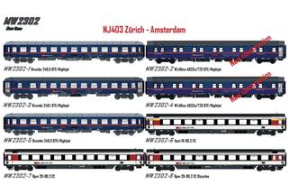 Models World H0 (DC) SBB/ÖBB Nachtzug-Set NJ 403 Zürich HB - Amsterdam, Ep. VI, 8-tlg.