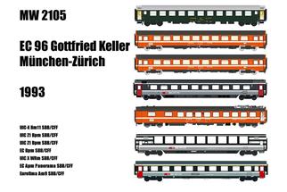 Models World H0 SBB Reisezugset EC 96 Gottfried Keller München Hbf - Zürich HB, 7-tlg.