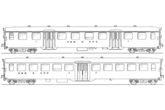 MW-Modell N SBB Leichtstahlwagen-Set, Ep. IV, 2-tlg.