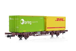 NMJ H0 CargoNet Containertragwagen Lgns 42 76 443 2053-8, Bring/DHL