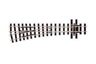 Peco H0e Code 80 Weiche links, Länge 143 mm, Radius 457 mm, 14°