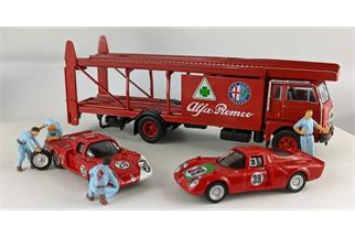 Pirata/Brekina H0 Alfa Romeo Transporter mit 2 Alfa 33.2 Daytona