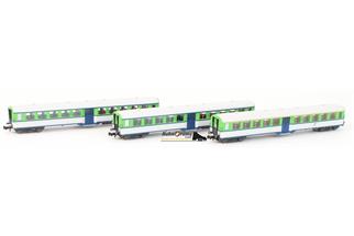 Pirata/MW-Modell N FNM Leichtstahlwagen-Set, grün/weiss, Ep. V, 3-tlg.