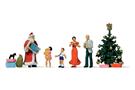 Preiser H0 Weihnachten: Familie, Weihnachtsmann und Tannenbaum