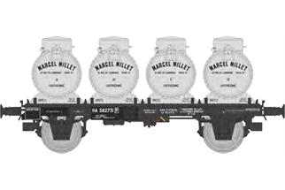 REE H0 SNCF Flachwagen, Milchcontainer MARCEL MILLET, Ep. III