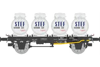 REE H0 SNCF Flachwagen, Milchcontainer STEF, Ep. III