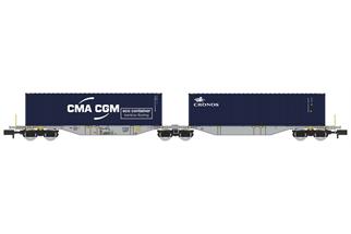 REE Modèles N AAE Container-Doppeltragwagen Sggmrss, CMA CGM/Cronos, Ep. VI