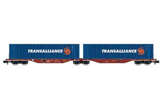 REE Modèles N TOUAX Container-Doppeltragwagen Sggmrss, Transalliance