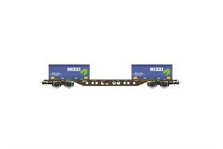 Rivarossi H0 CEMAT Containerwagen Sgns, 2x20'-Coil-Container Nizzi, Ep. V-VI
