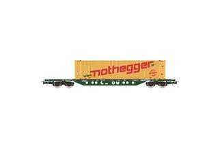 Rivarossi H0 CEMAT Containerwagen Sgnss, 45'-Container Nothegger, Ep. VI