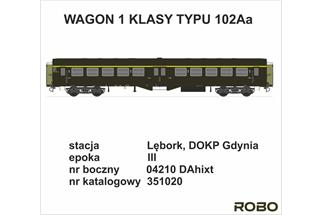 Robo Modele H0 PKP Reisezugwagen 102Aa, 1. Klasse, Ep. III