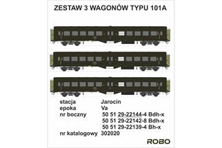 Robo Modele H0 PKP Reisezugwagen-Set 101A, Ep. Va, 3-tlg.