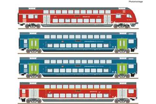 Roco H0 (AC Digital) DB AG Doppelstockwagen-Grundset, Schleswig-Holstein, Ep. VI, 4-tlg.