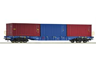 Roco H0 CD Cargo Containertragwagen Sgnss, 3x20'-Container, Ep. VI