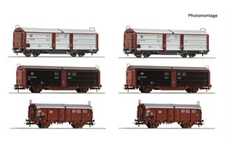 Roco H0 (DC) DB Display: Rangierbahnhof/Schiebedach-/Schiebewandwagen 6-tlg. Display