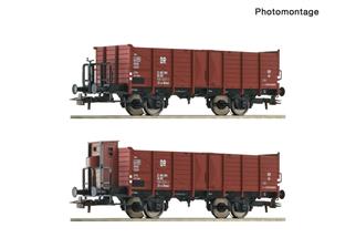 Roco H0 (DC) DR 2-tlg. Set: Offene Güterwagen