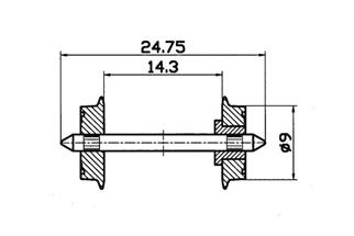 Roco H0 DC-Radsatz 9 mm, Achslänge 24.75 mm (Inhalt: 2 Stk.)