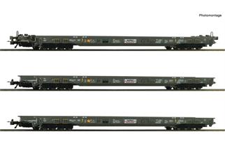 Roco H0 Hupac RoLa-Niederflurwagen-Set, Ep. V-VI, 3-tlg.