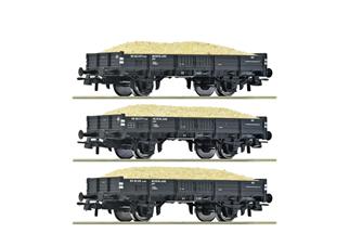 Roco H0 NS Niederbordwagen-Set GZMK, Sandbeladung, Ep. III, 3-tlg.