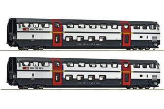 Roco H0 SBB Doppelstockwagen-Set IC2000 A, 1. Klasse, Ep. V-VI, 2-tlg.