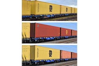 Sudexpress H0 Budamar Container-Doppeltragwagen-Set Sggrrs 80', Ep. VI, 3-tlg.