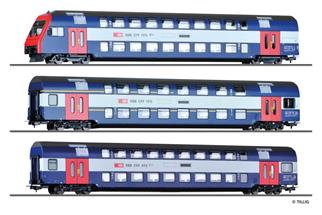 Tillig H0 (DC) SBB Doppelstockwagen-Set DPZ, Ep. V, 3-tlg.
